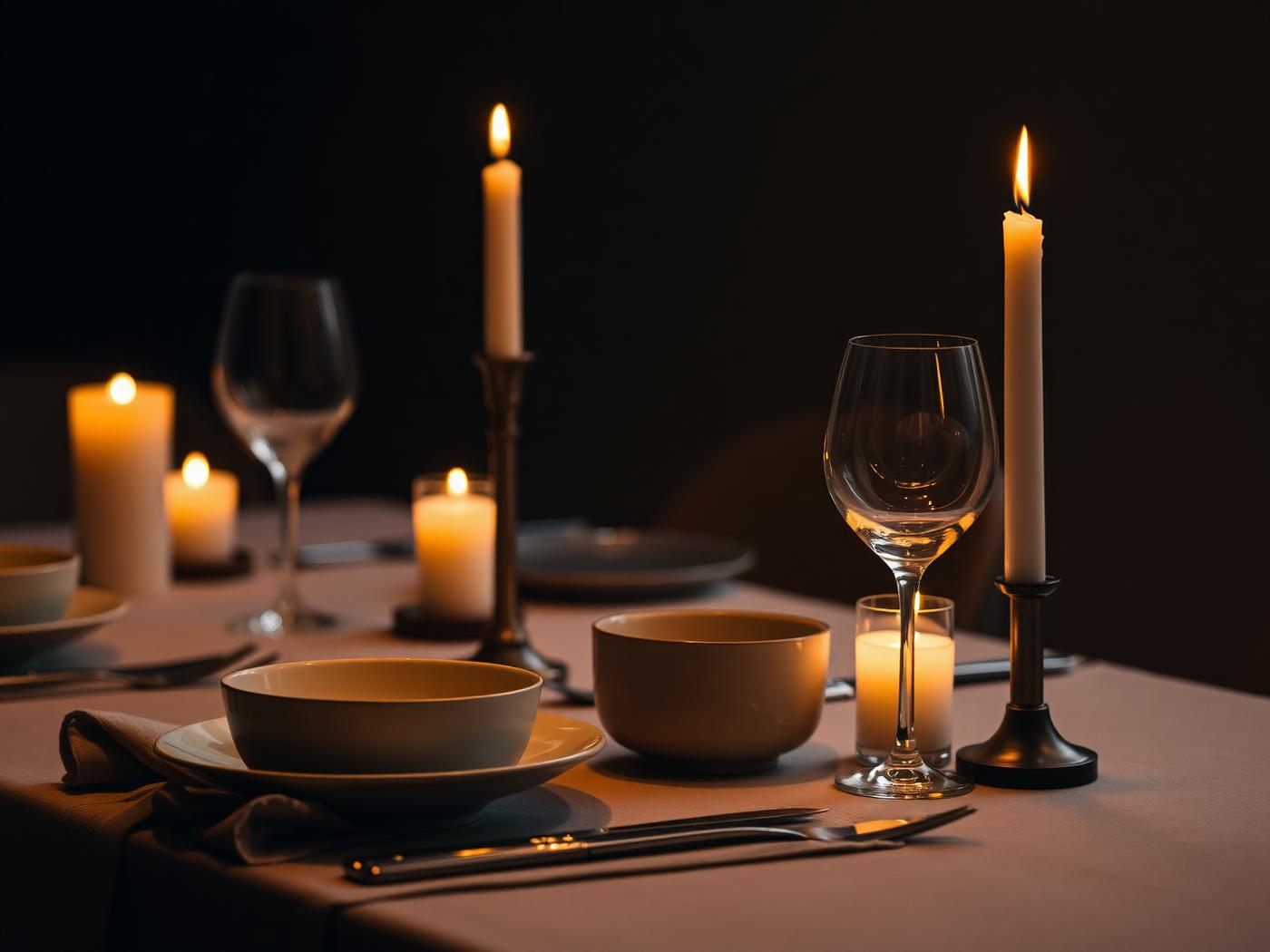 Chef's Table am Pass, kerzenbeleuchtet